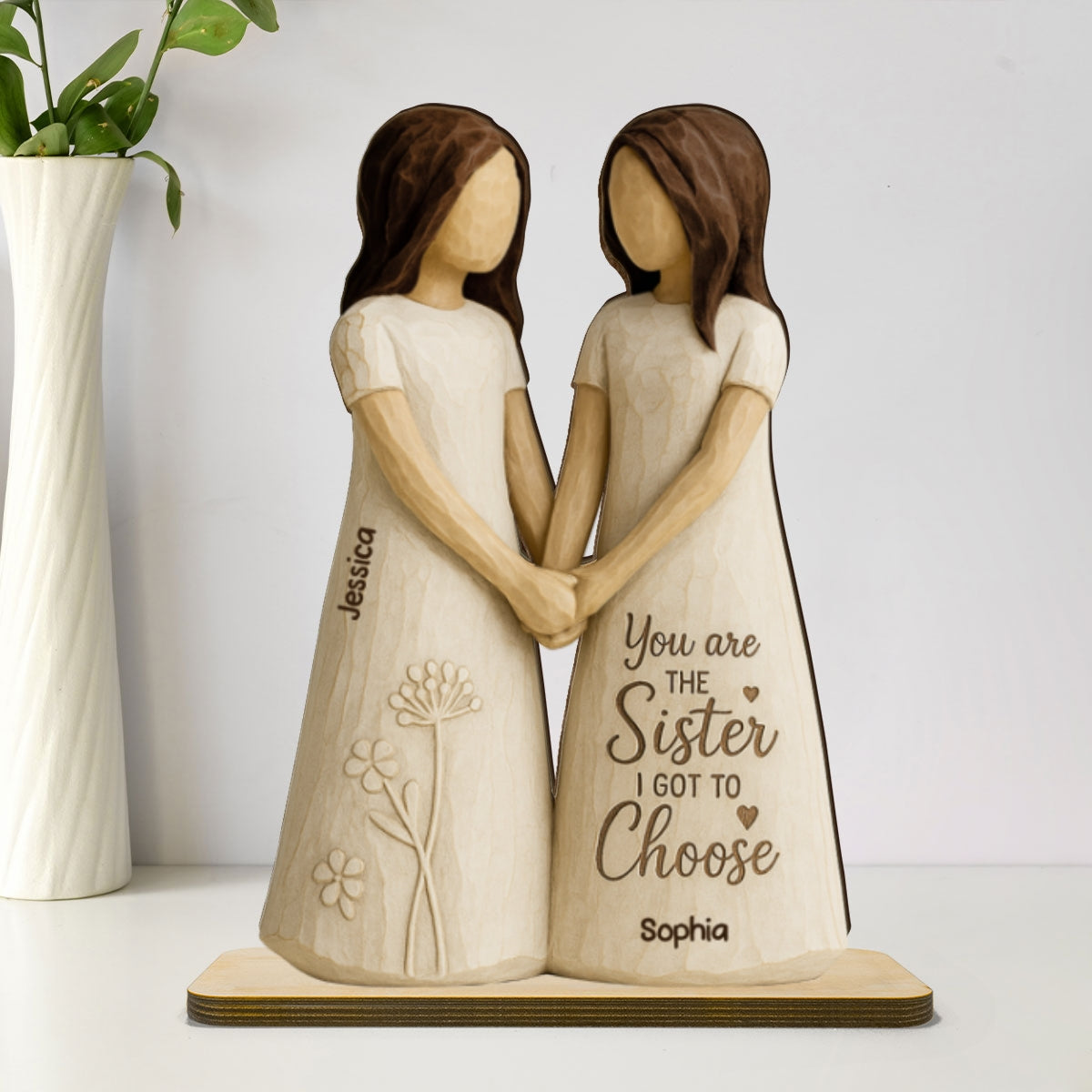 You Are The Sister I Got To Choose 3D Effect - Personalized 2-Layered Wooden Plaque - Gift for Besties, Best Friends