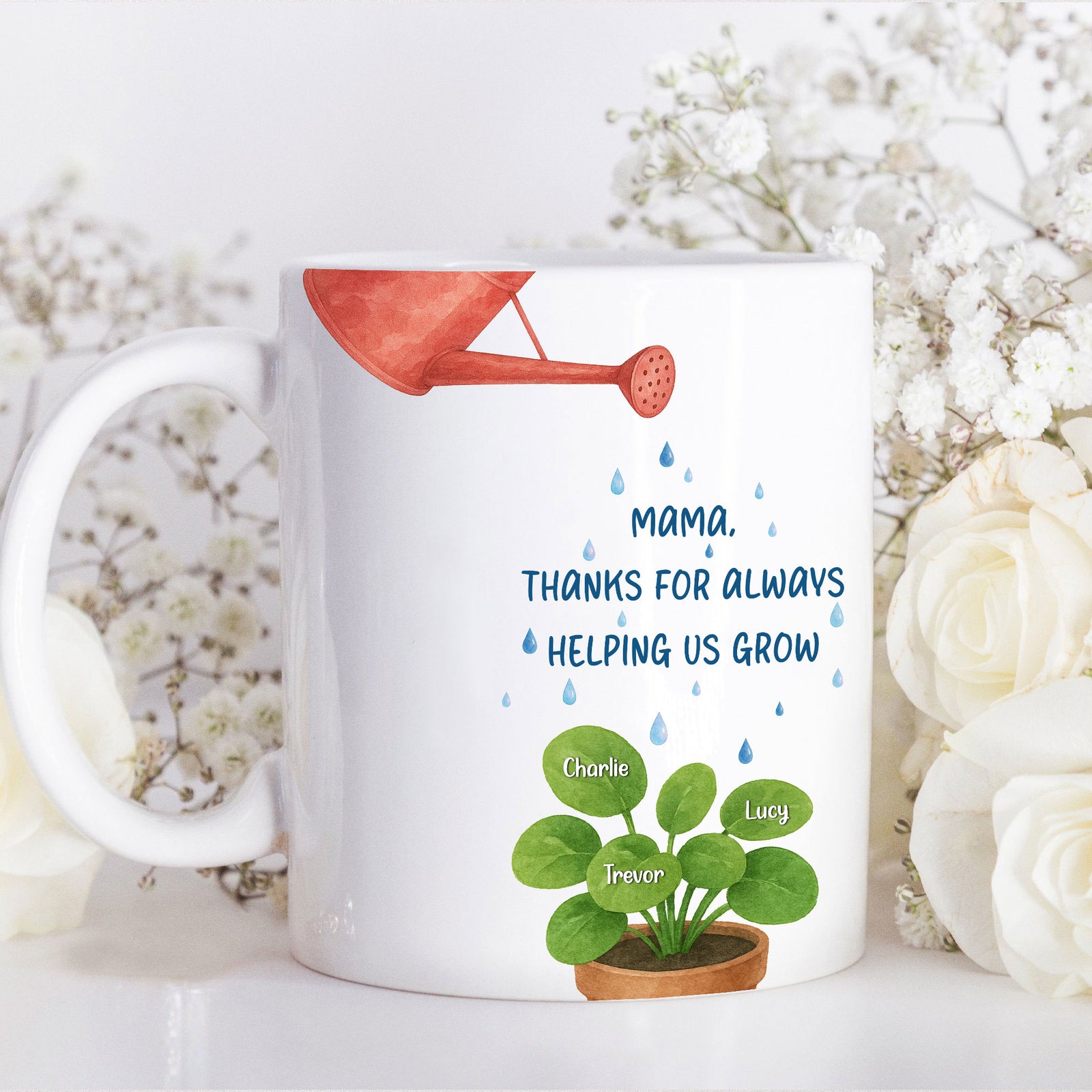 Thanks For Helping Me Grow Nurturing Personalized Mug, Heartfelt 2025 Gift For Mom, For Grandma
