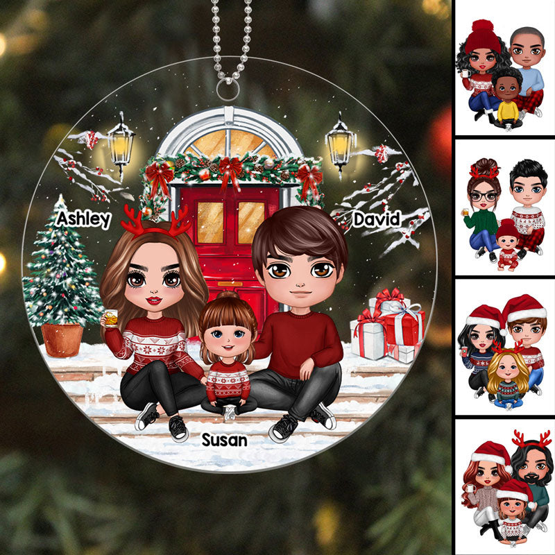 Christmas Family Front Porch Personalized Acrylic Ornament