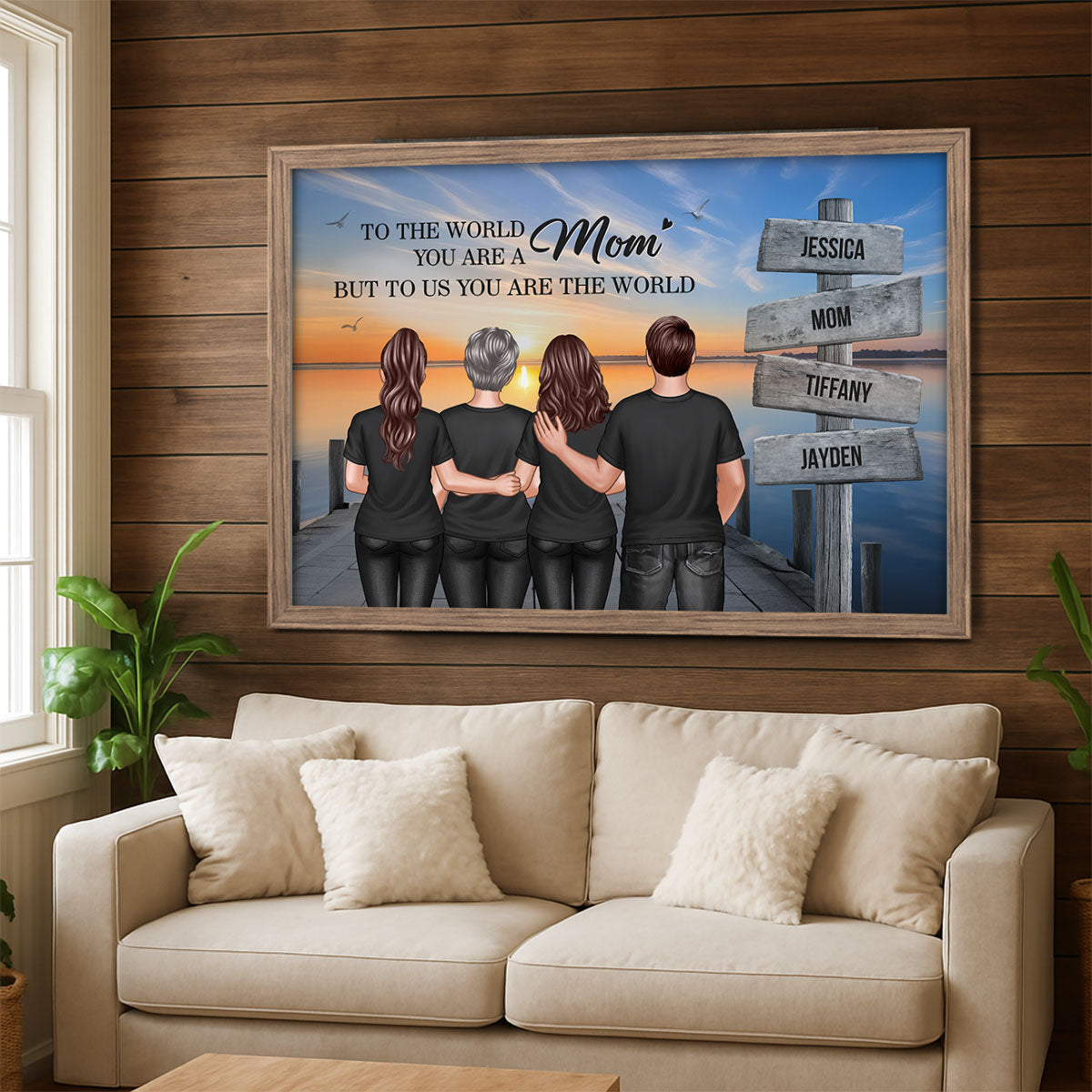 You Are The World Woman & Kids Sign Post Personalized Poster, Heartfelt Gift For Mom