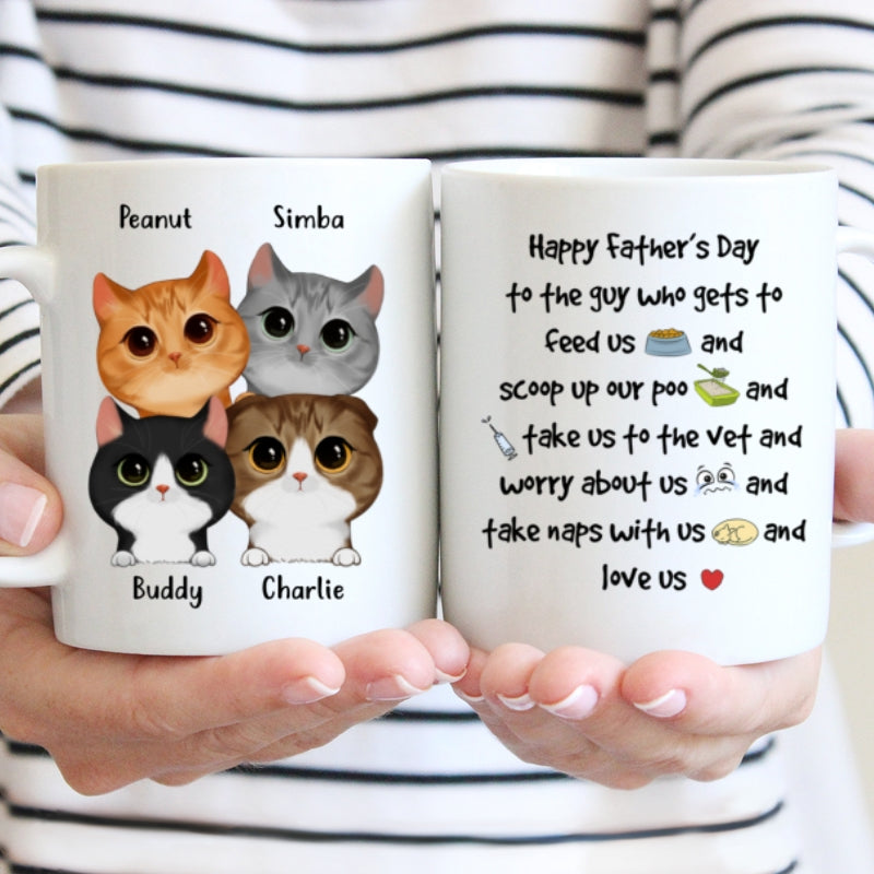 Watercolor Cute Cats Happy Father‘s Day To The Guy Gift For Cat Dad Personalized Mug