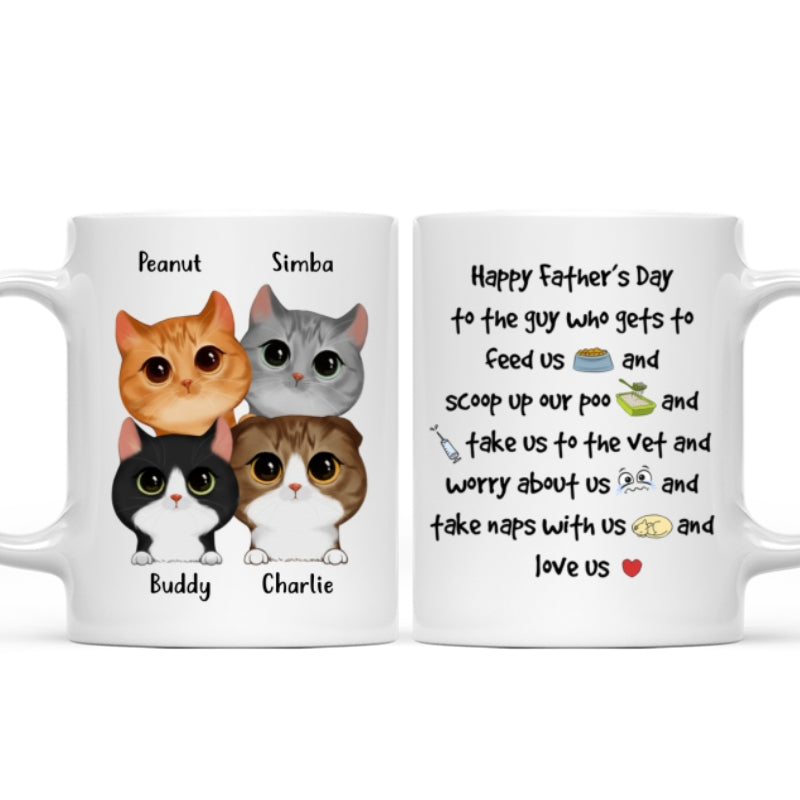 Watercolor Cute Cats Happy Father‘s Day To The Guy Gift For Cat Dad Personalized Mug