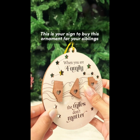 Canada Long Distance Family Friends Siblings Sisters Besties Personalized 2-Layered Wooden Ornament, Togetherness Christmas Gift
