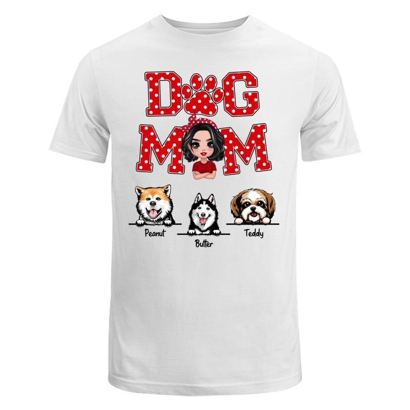 Dog Mom Doll Woman & Peeking Dog Polka Dot Personalized Shirt