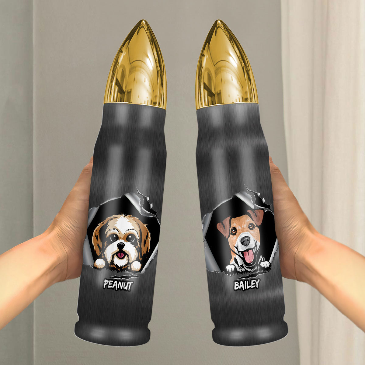 Unique Gift For Dog Lover Peeking Dog Ragged Hole Torn Personalized Bullet Tumbler