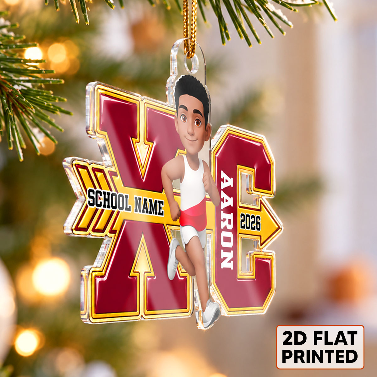 Cross Country For Boy Girl - Personalized Acrylic Ornament - High school Runner Keepsake, Custom Running Christmas Gift For Runner Grandkids