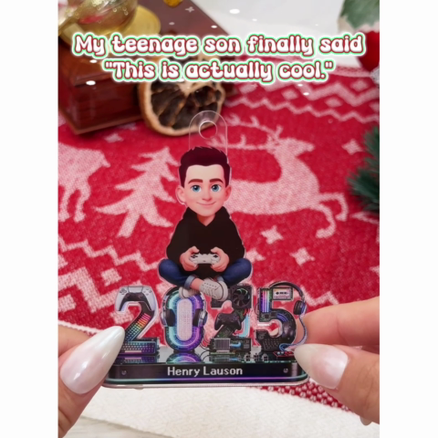 3D Effect Gamer Signature Symbols Christmas - Personalized Acrylic Ornament - Gift For Gamers, Gift For Grandkids, Kids