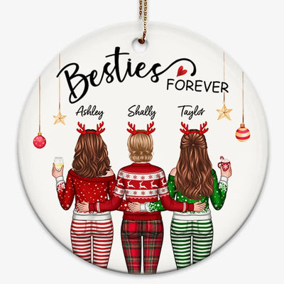 Christmas Besties Back View Personalized Circle Ornament