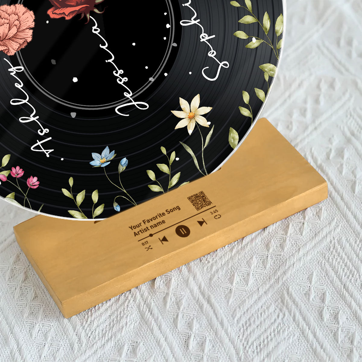 Grandma's Garden  Custom Vinyl Record Acrylic Song Plaque, Scannable QR Code, Personalized Birthday, Anniversary Gift for her and for him