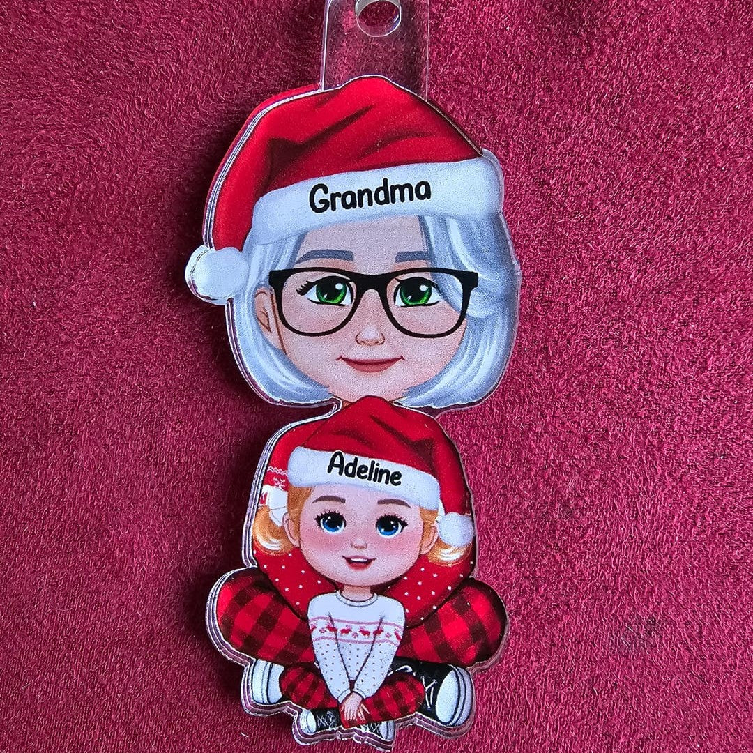 Grandma & Grandkid Christmas Gift For Granddaughter Grandson - Personalized Acrylic Ornament - Gift For Granddaughter, Grandson