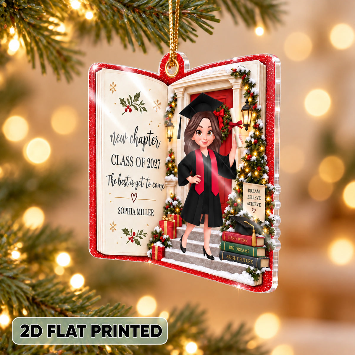 New Chapter New Adventures Custom Graduate 2D Flat - Personalized Acrylic Ornament - Graduation Keepsake