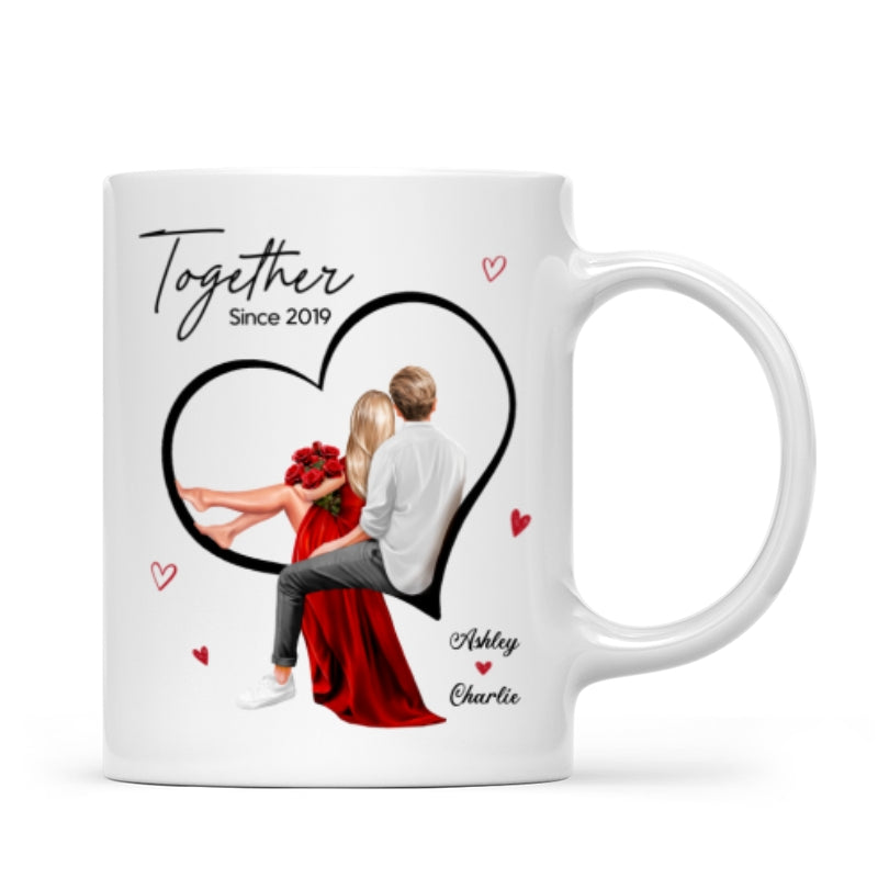 Couple Sitting On Heart Personalized Mug,  Gift, Anniversary Gift for Couples,