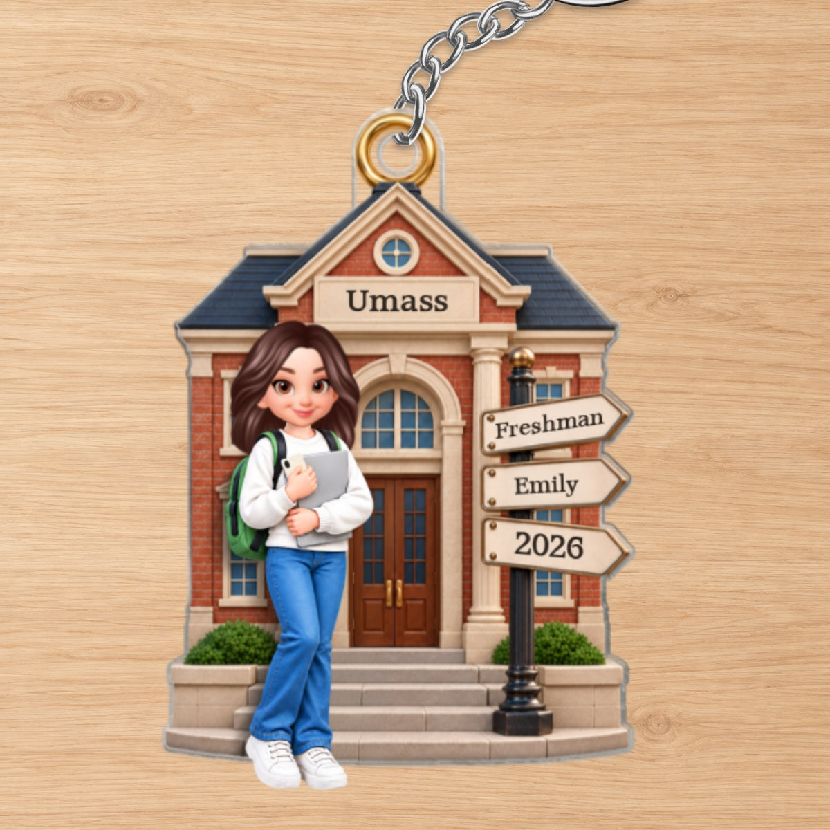 1st Year Of College 2D Flat - Personalized Acrylic Keychain - Christmas Gift for Freshman