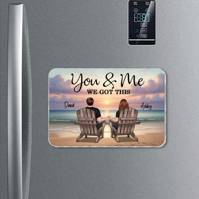 Couple Sitting Beach Landscape Personalized Acrylic Fridge Magnet, Heartfelt Gift For Couple, For Him, For Her, Boyfriend, Girlfriend, Husband, Wife