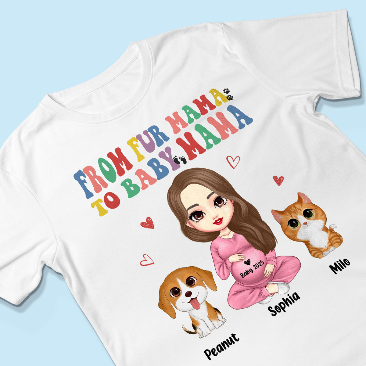 From Fur Mama To Baby Mama Personalized Shirt, Dog Mom Cat Mom, Custom Pregnancy Reveal Shirt, Gift For Expecting Moms