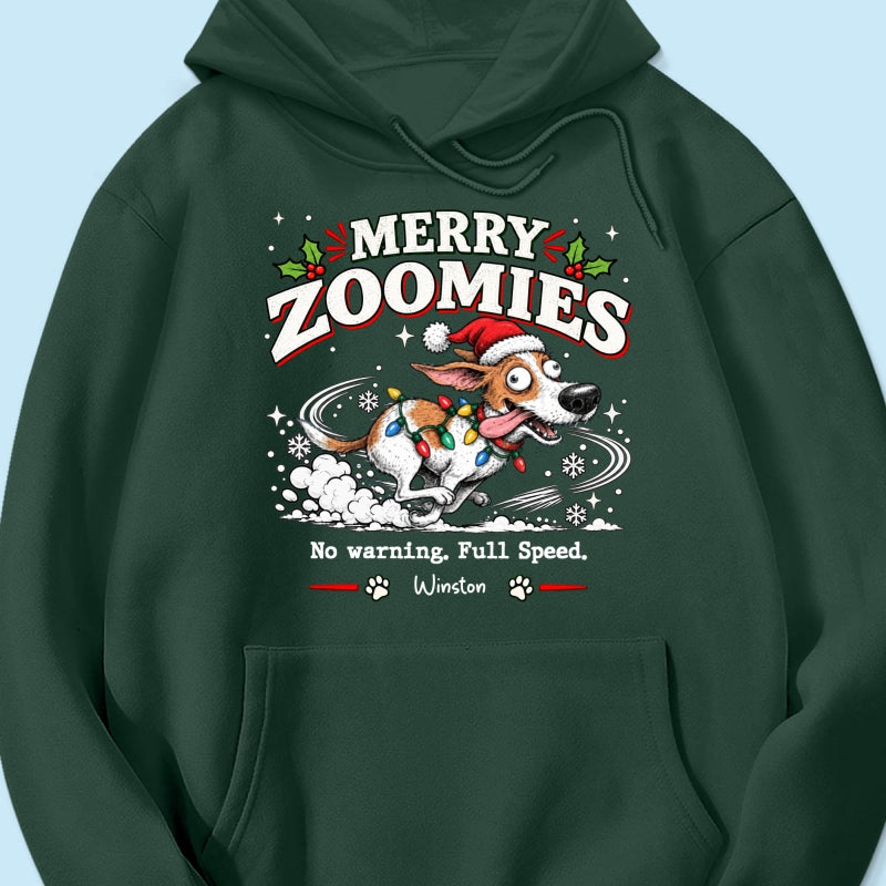 Merry Zoomies Quirky Dog Portrait From Your Custom Pet Photo - Personalized Shirt - Funny Festive Christmas Gift For Dog Lover