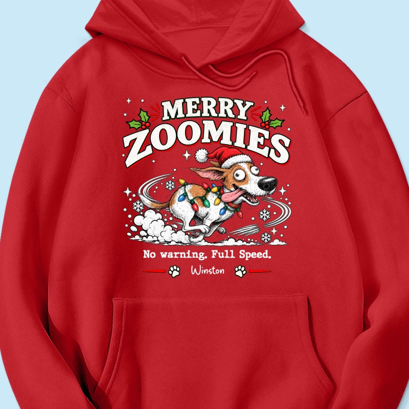 Merry Zoomies Quirky Dog Portrait From Your Custom Pet Photo - Personalized Shirt - Funny Festive Christmas Gift For Dog Lover
