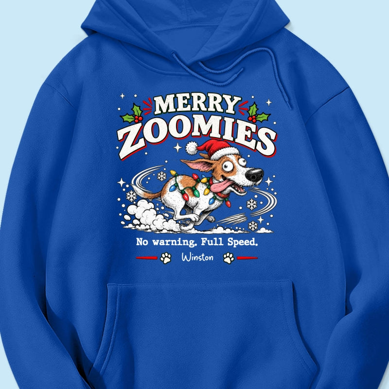 Merry Zoomies Quirky Dog Portrait From Your Custom Pet Photo - Personalized Shirt - Funny Festive Christmas Gift For Dog Lover