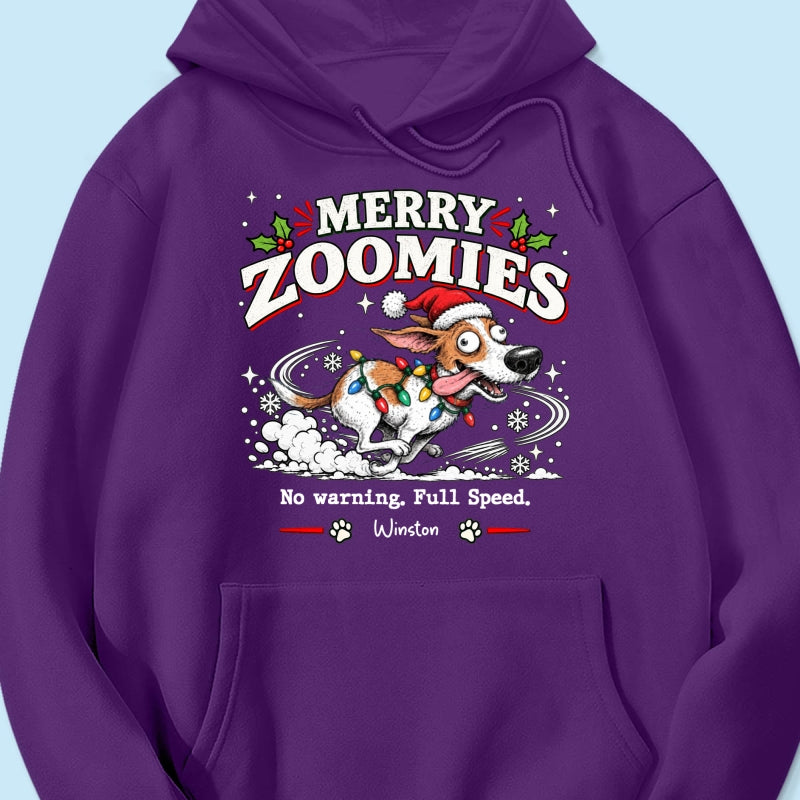Merry Zoomies Quirky Dog Portrait From Your Custom Pet Photo - Personalized Shirt - Funny Festive Christmas Gift For Dog Lover