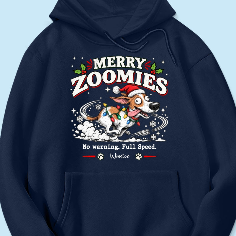 Merry Zoomies Quirky Dog Portrait From Your Custom Pet Photo - Personalized Shirt - Funny Festive Christmas Gift For Dog Lover