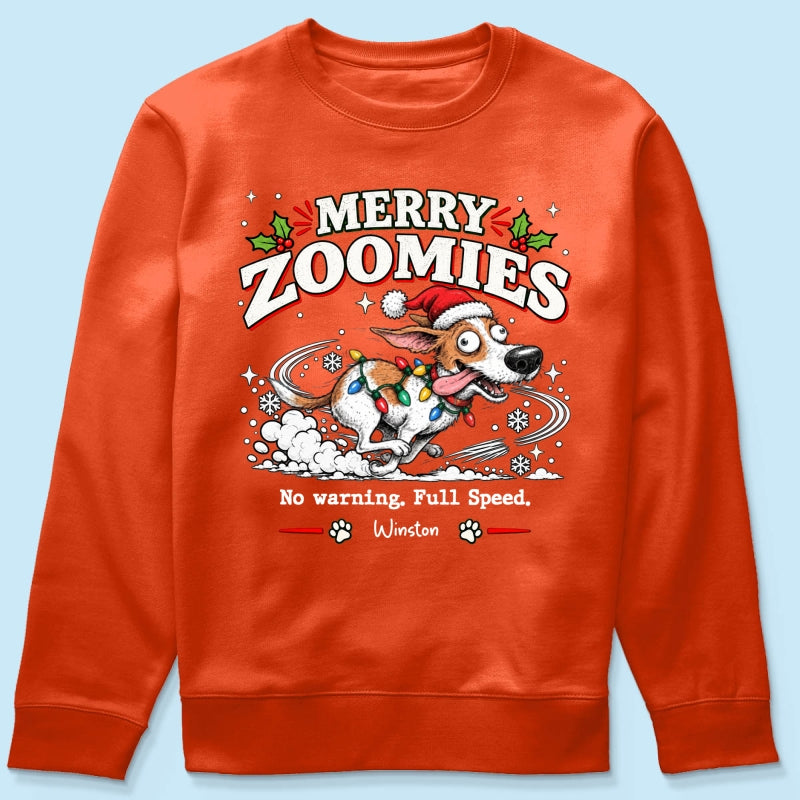 Merry Zoomies Quirky Dog Portrait From Your Custom Pet Photo - Personalized Shirt - Funny Festive Christmas Gift For Dog Lover