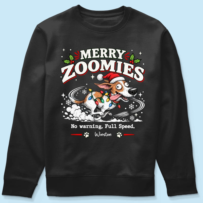 Merry Zoomies Quirky Dog Portrait From Your Custom Pet Photo - Personalized Shirt - Funny Festive Christmas Gift For Dog Lover