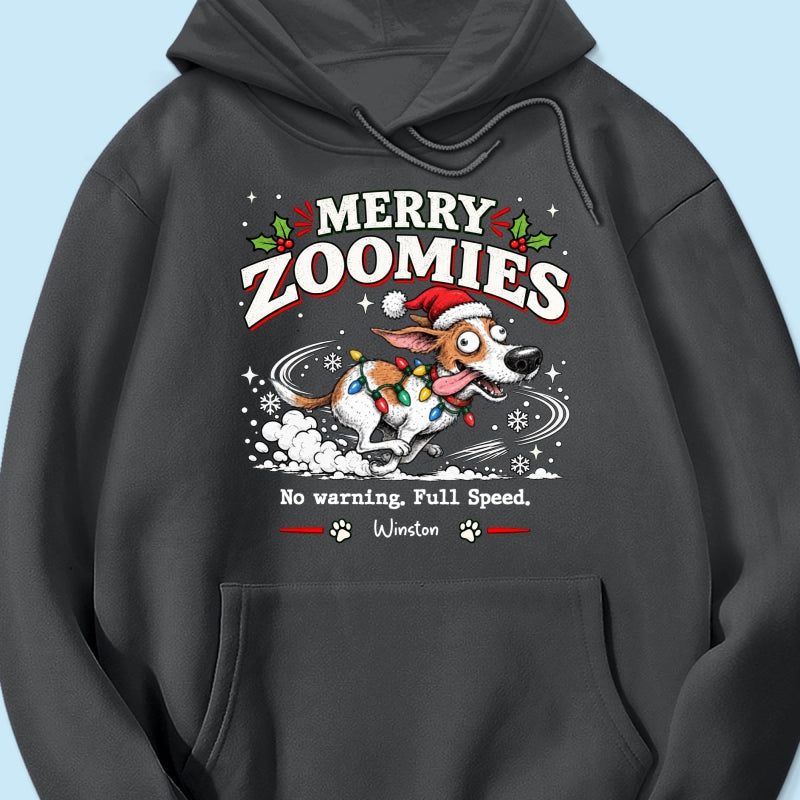 Merry Zoomies Quirky Dog Portrait From Your Custom Pet Photo - Personalized Shirt - Funny Festive Christmas Gift For Dog Lover