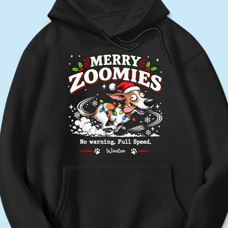 Merry Zoomies Quirky Dog Portrait From Your Custom Pet Photo - Personalized Shirt - Funny Festive Christmas Gift For Dog Lover