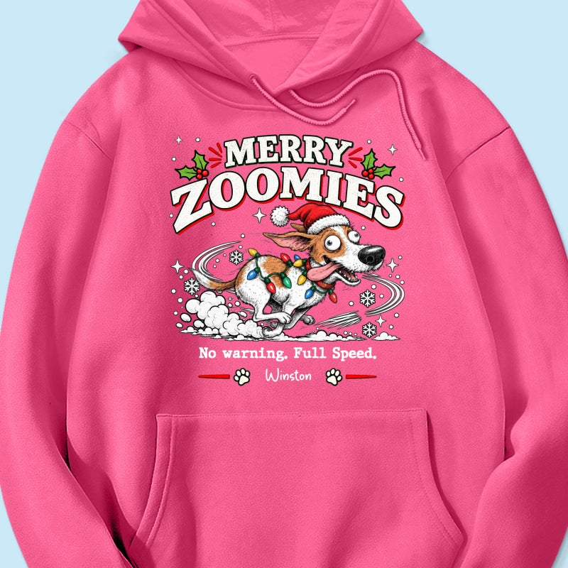 Merry Zoomies Quirky Dog Portrait From Your Custom Pet Photo - Personalized Shirt - Funny Festive Christmas Gift For Dog Lover