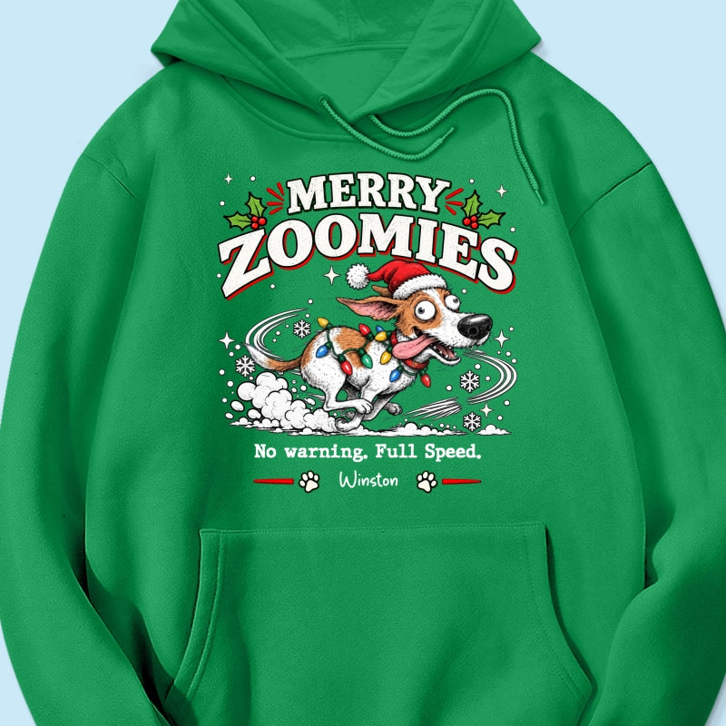 Merry Zoomies Quirky Dog Portrait From Your Custom Pet Photo - Personalized Shirt - Funny Festive Christmas Gift For Dog Lover