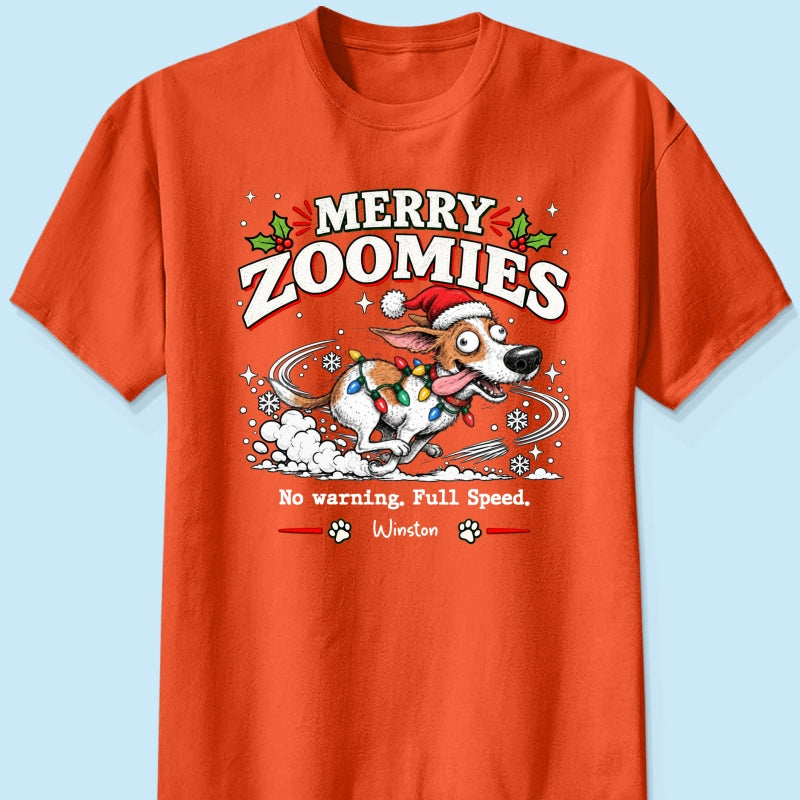 Merry Zoomies Quirky Dog Portrait From Your Custom Pet Photo - Personalized Shirt - Funny Festive Christmas Gift For Dog Lover