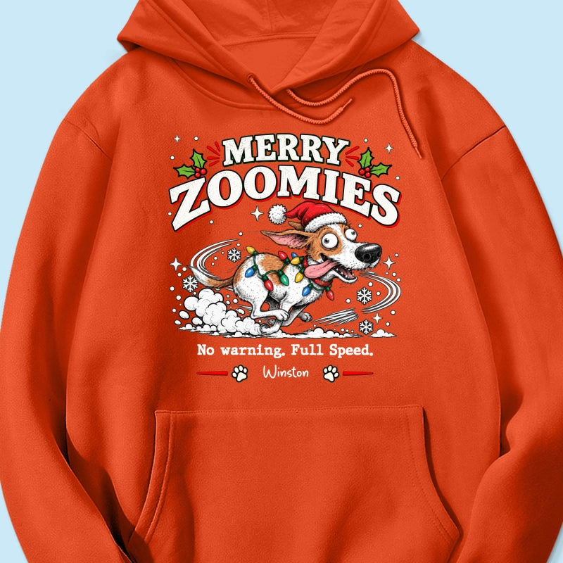 Merry Zoomies Quirky Dog Portrait From Your Custom Pet Photo - Personalized Shirt - Funny Festive Christmas Gift For Dog Lover