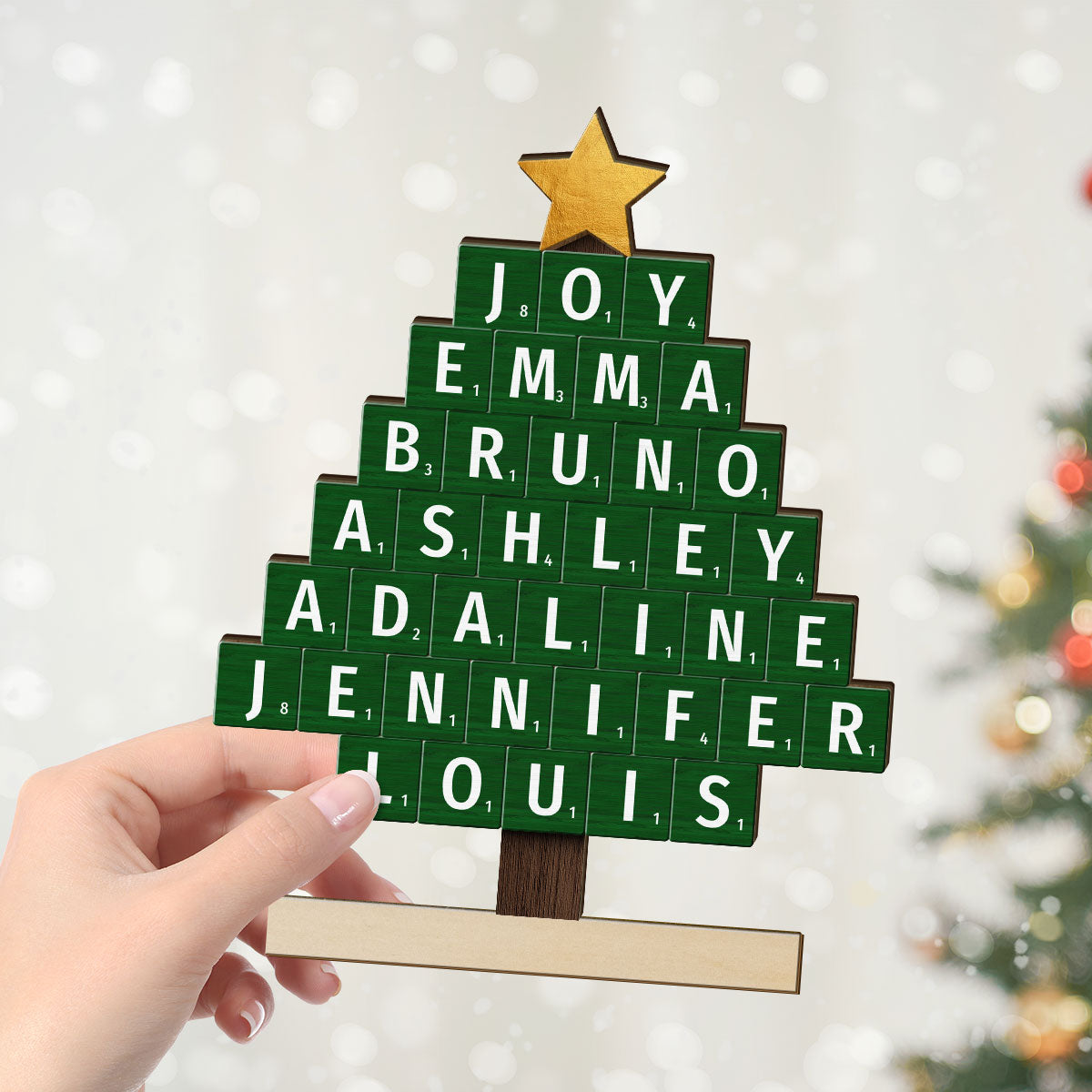 Christmas Tree Word Art Unique Christmas Decor Personalized Standing Wooden Plaque