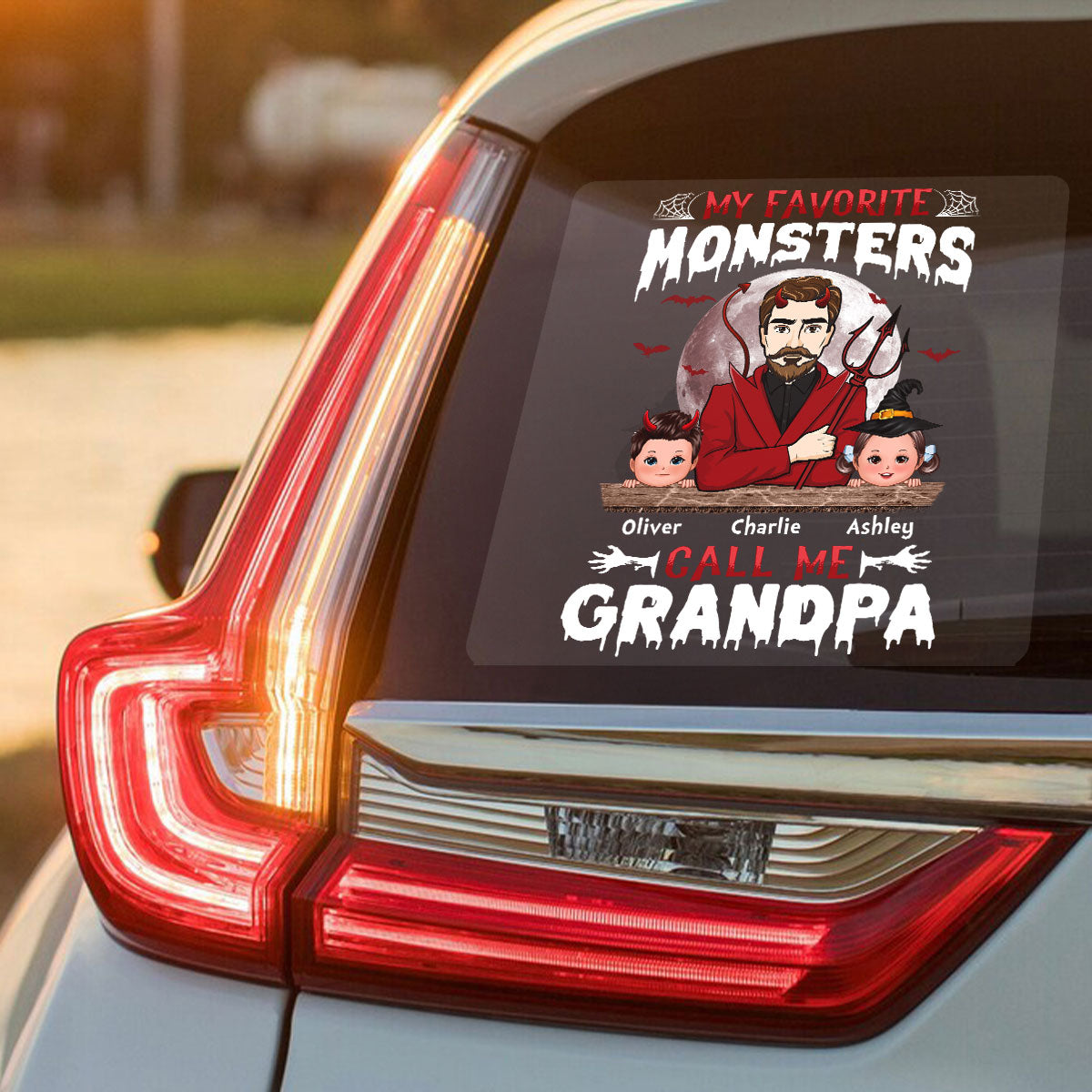 Favorite Monsters Dad Grandpa Personalized Decal, Halloween Decor