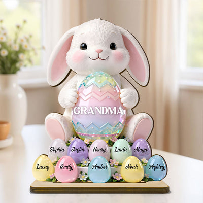 Bunny Grandma Easter - Personalized 2-Layered Wooden Plaque - Easter Decor for Grandma