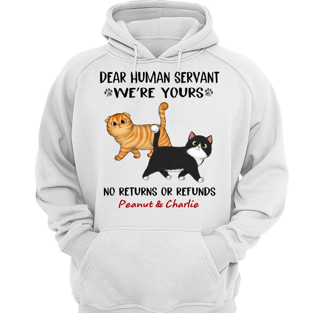 Dear Cat Dad Mom We‘re Yours Walking Fluffy Cat Personalized Shirt