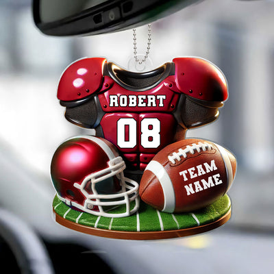 Football Jersey Uniform 3D Effect Personalized Acrylic Car Hanger Ornament, Perfect Gift For Football Fans, Super Bowl 2025