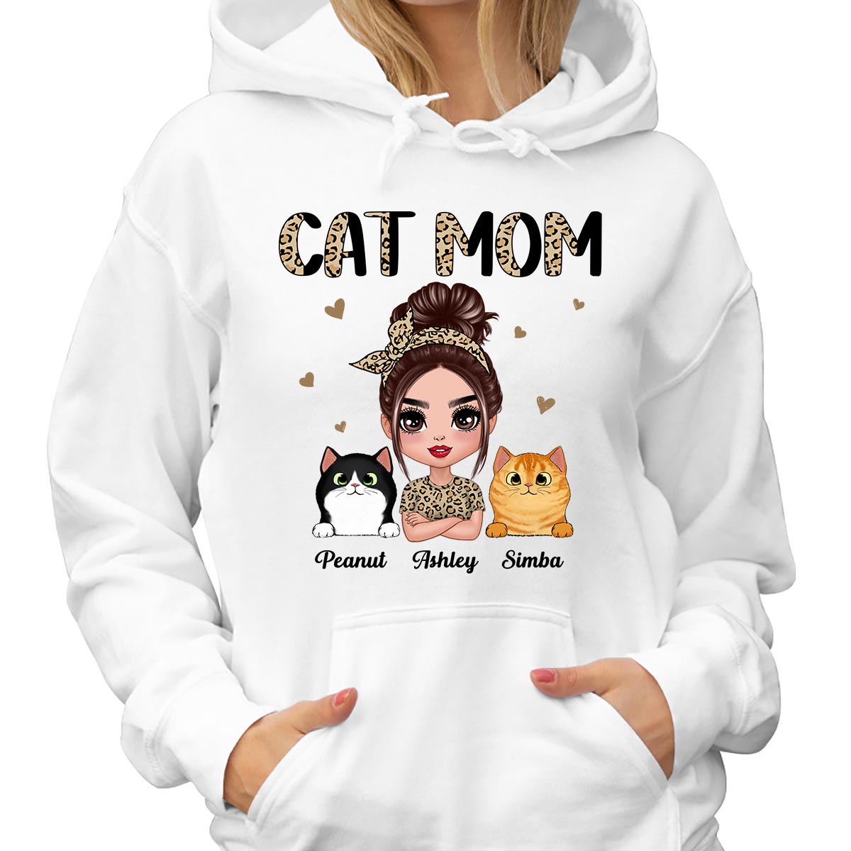 Half Leopard Cat Mom Doll Woman Gift For Cats Lovers Personalized Shirt