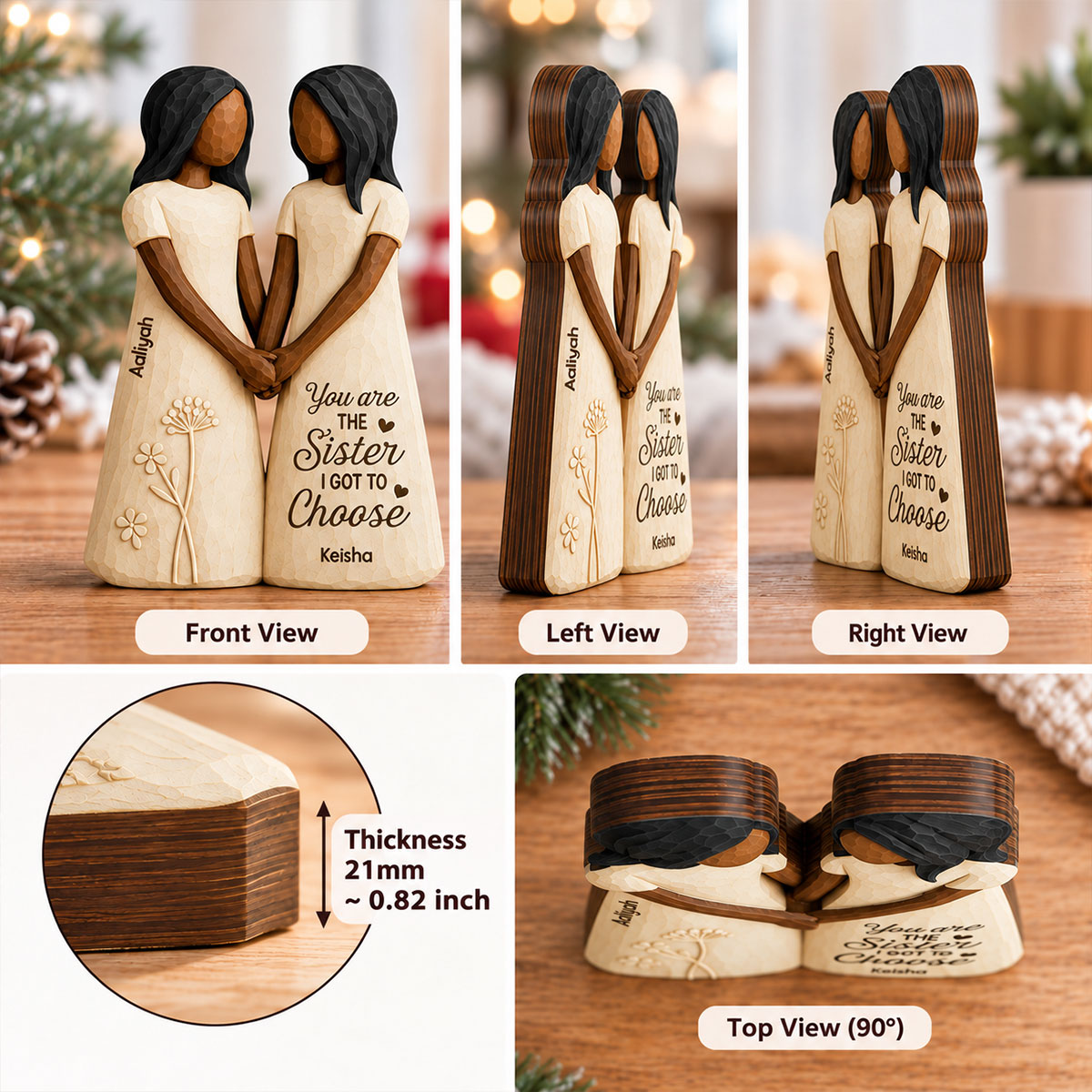 Besties Forever - Personalized Wooden Block Plaque - Christmas Gift For Best Friends