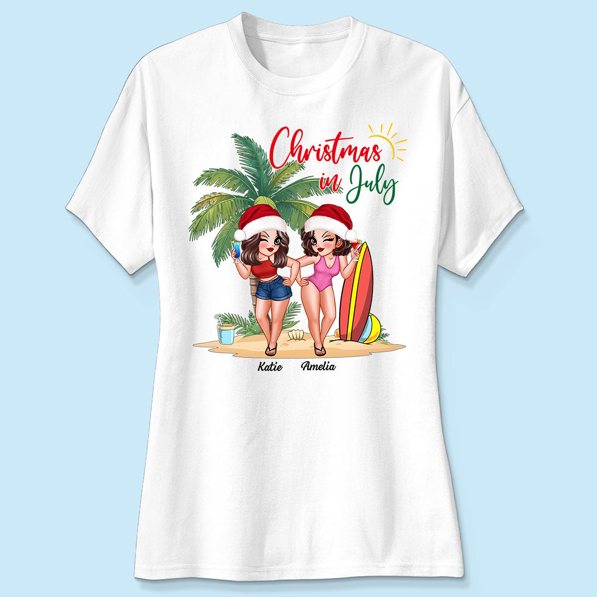 Christmas In July Summer Girls Personalized Shirt