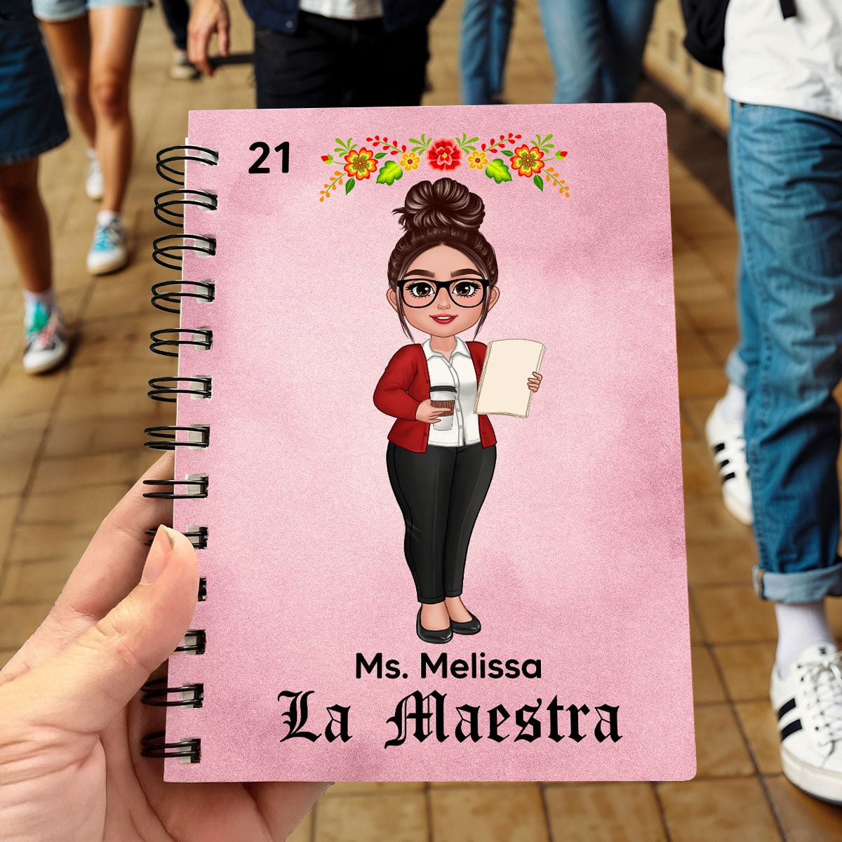 Teacher La Maestra Personalized Spiral Notebook Journal, Back To School Stationery