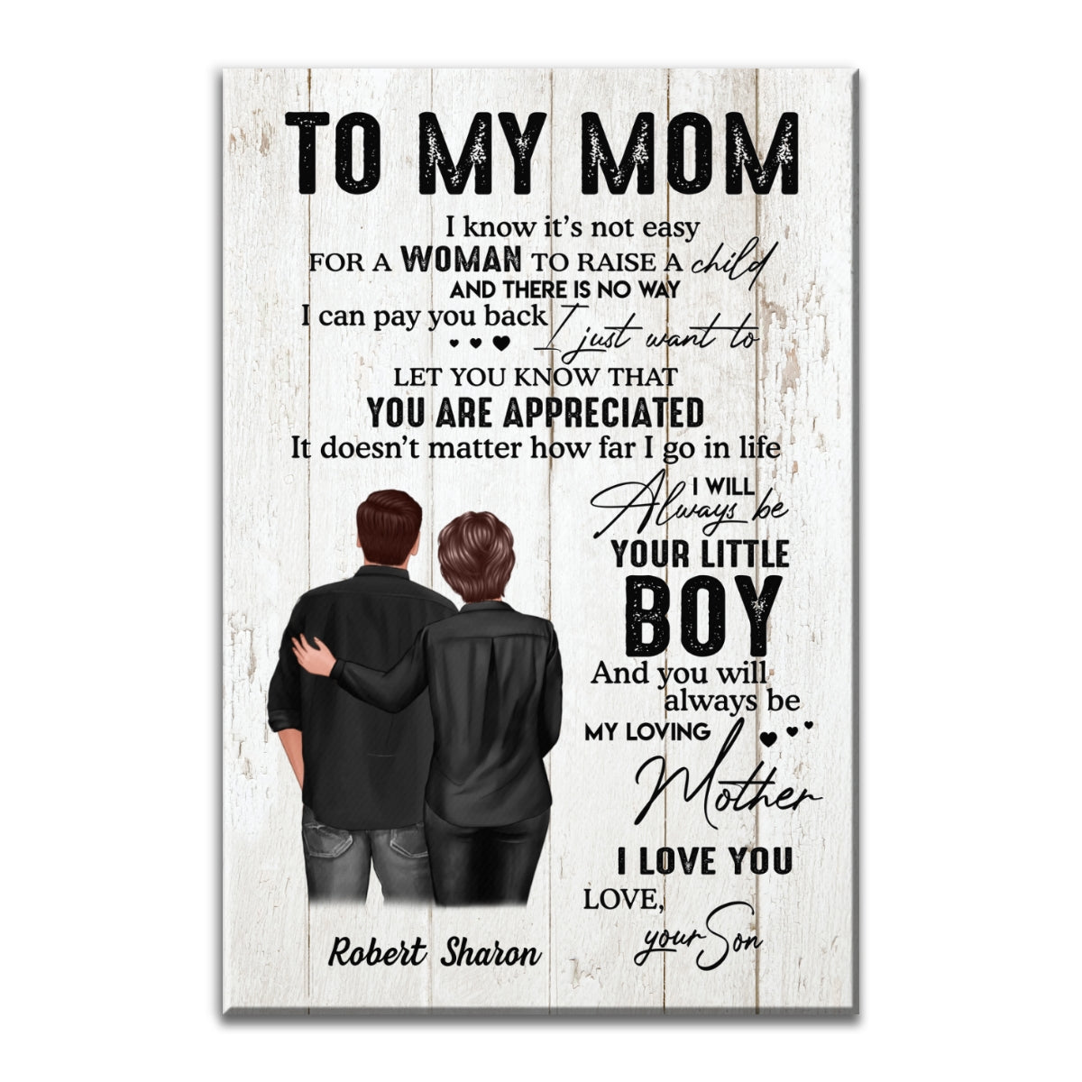 To My Mom From Daughter, Son Retro Vintage Personalized Canvas, Mother's Day gift