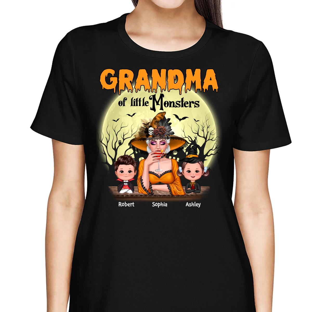 Grandma Mom Of Monsters Halloween Woman And Kids Personalized Shirt
