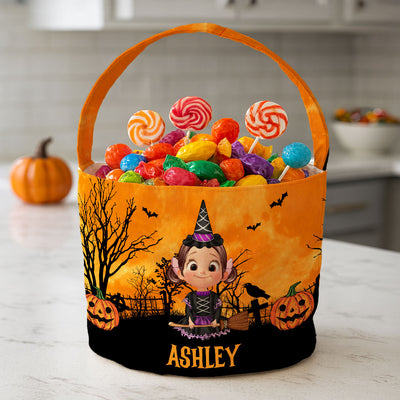 Halloween 3D Background Cartoon Kids Personalized Trick or Treat Basket