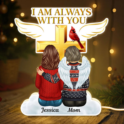 Always With You Family Cross Memorial Remembrance Keepsake Personalized Light Box, Christmas Decor Gift