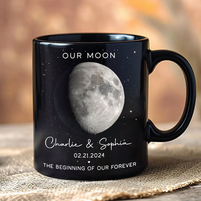 Our Moon Couple Gift Moon Phase Art Anniversary Gift For Him, Gift For Her Wedding Gift Personalized Mug