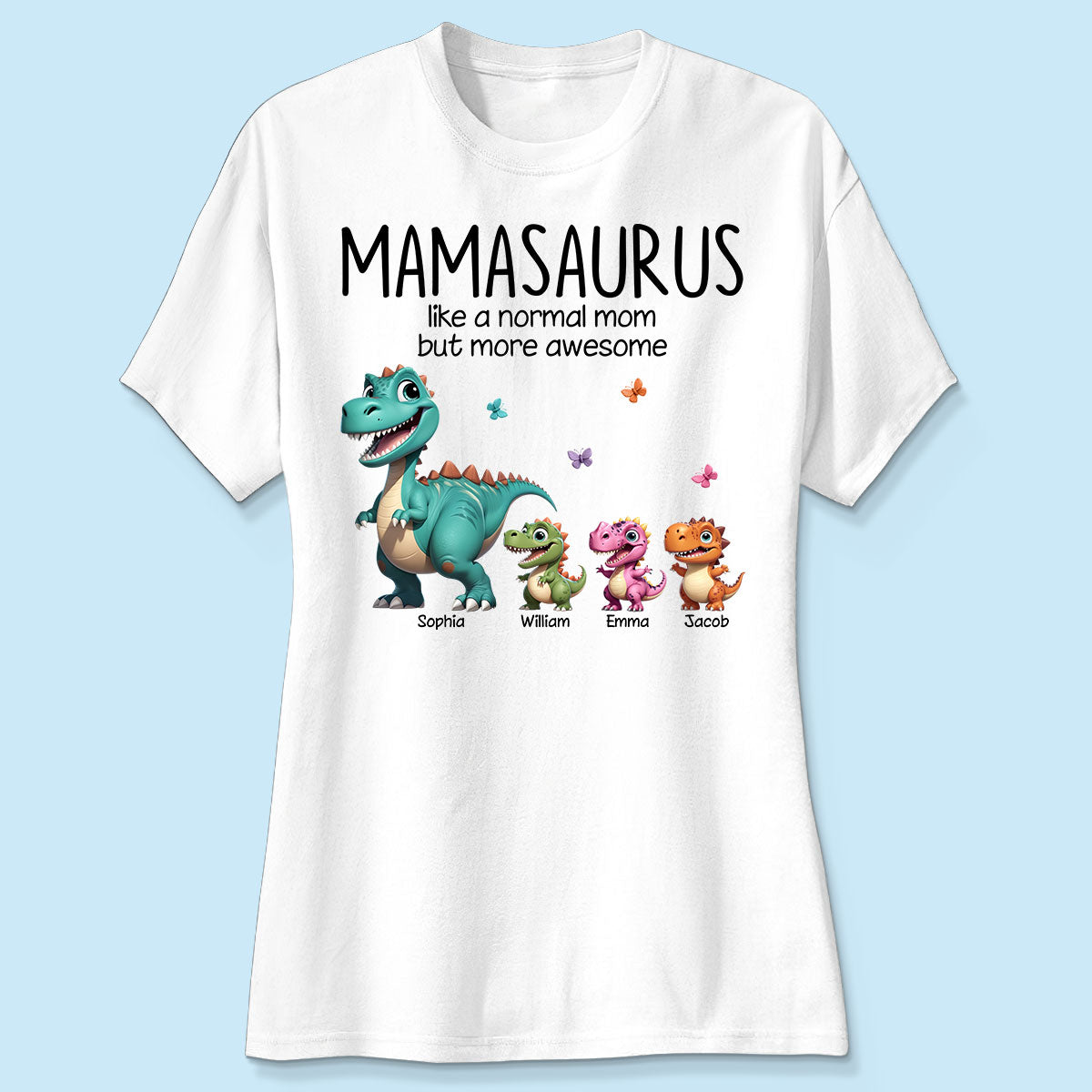 Mamasaurus And Kids 3D Effect Dinosaurs Personalized Shirt, Gift For Mom's Birthday, Mother's Day or Just Because