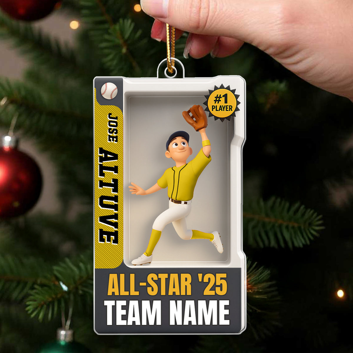 Baseball Player 3D Effect Action Figure - Personalized Acrylic Ornament - Christmas Gift for Son, Grandson