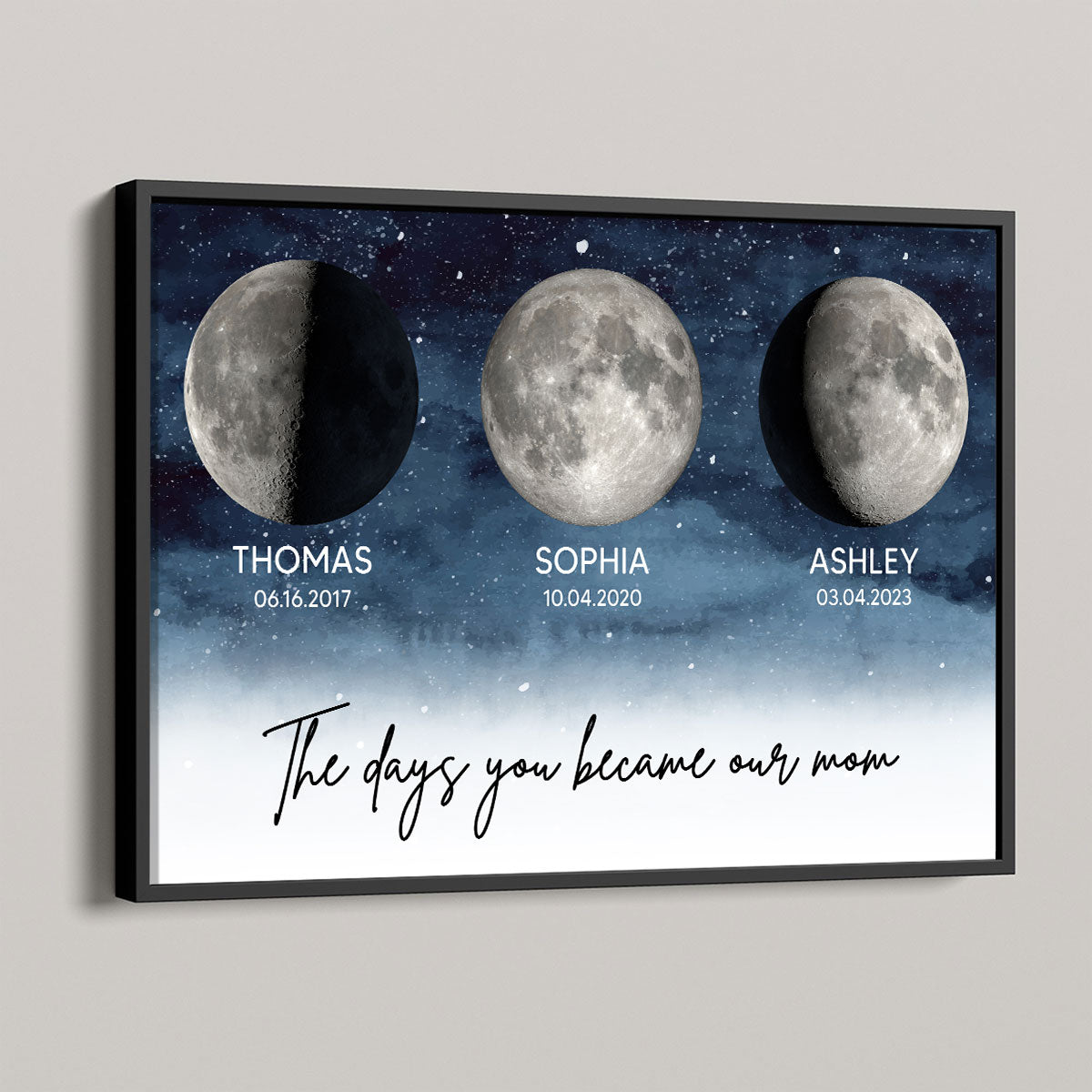 Starry Night The Day You Became Our Mom Dad Custom Birthday Moon Phase Personalized Poster, Gift, Father's Day Gift