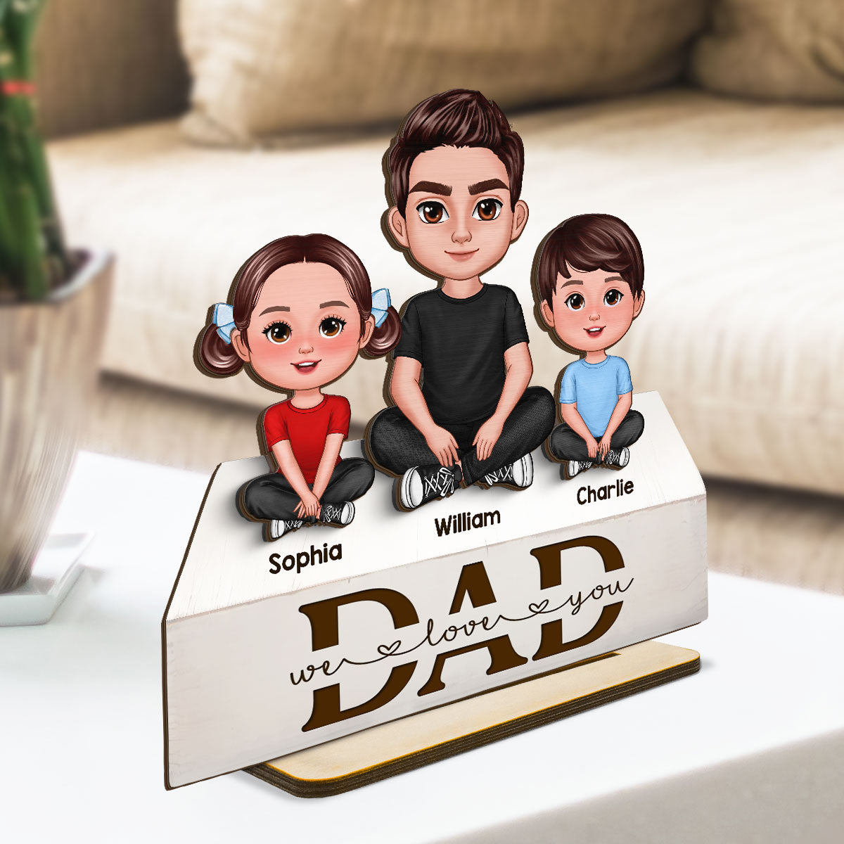 Dad We Love You 2D Flat Printed - Personalized 2-Layer Wooden Plaque - Heartfelt Father's Day Gift For Dad, Husband